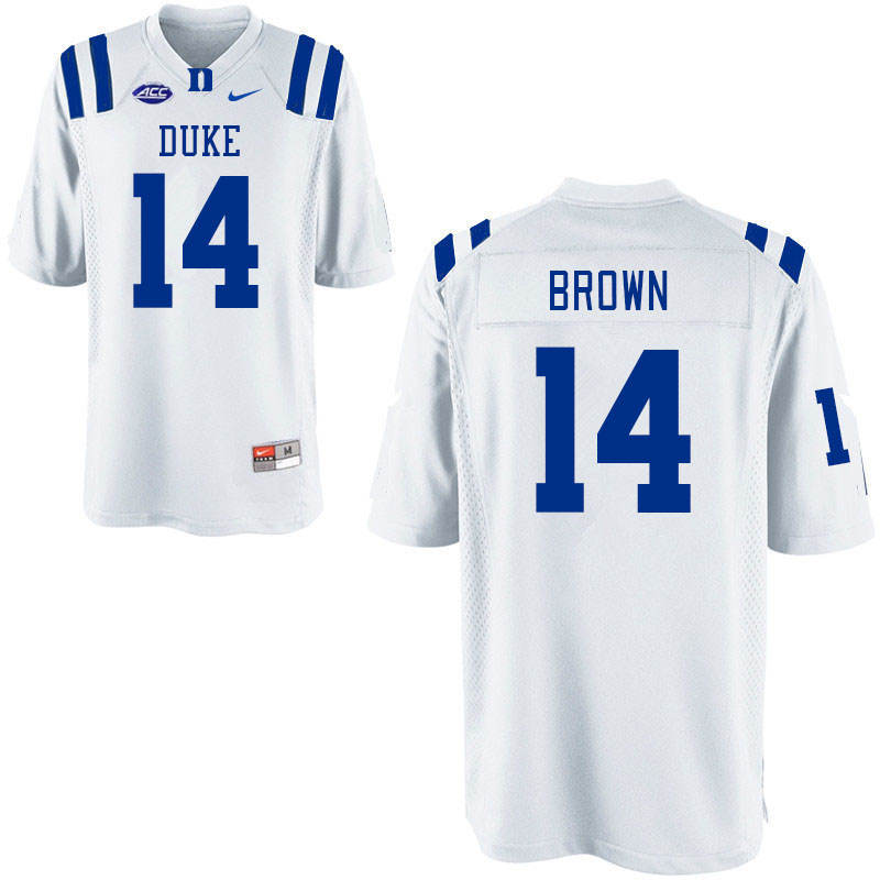 Men #14 Sean Brown Duke Blue Devils College Football Jerseys Stitched Sale-White